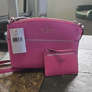 Kate Spade Vibrant Pink Crossbody Bag with Card Holder